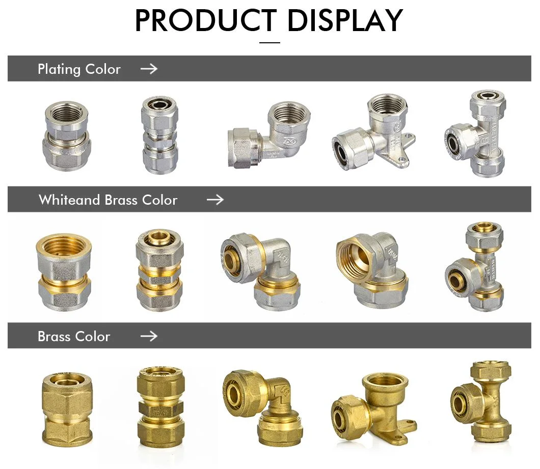 Ifan Factory Yellow Color Brass Compression Fittings 1/2" -1" Pex Pipe Fittings