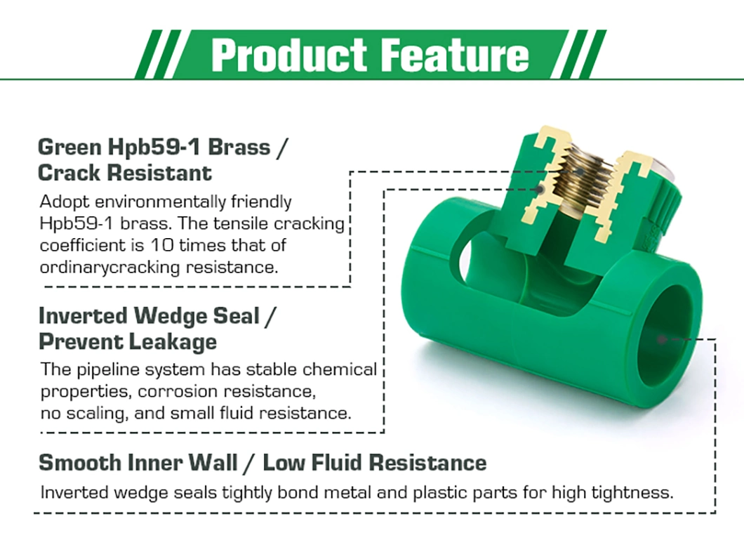 Ifan PPR Pipes Fittings Green Color Size 20mm - 110mm PPR Tee Fittings